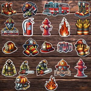 21-Pack Firefighter Sticker Bundle – 3” Firefighter Vinyl Stickers